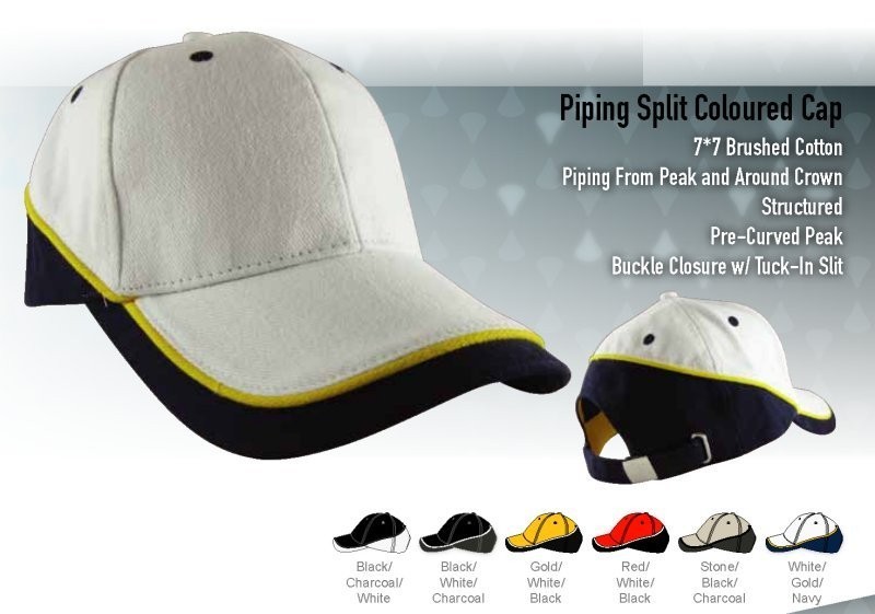 Custom-Made Piping Split Coloured Cap (8000 Stitch Count)