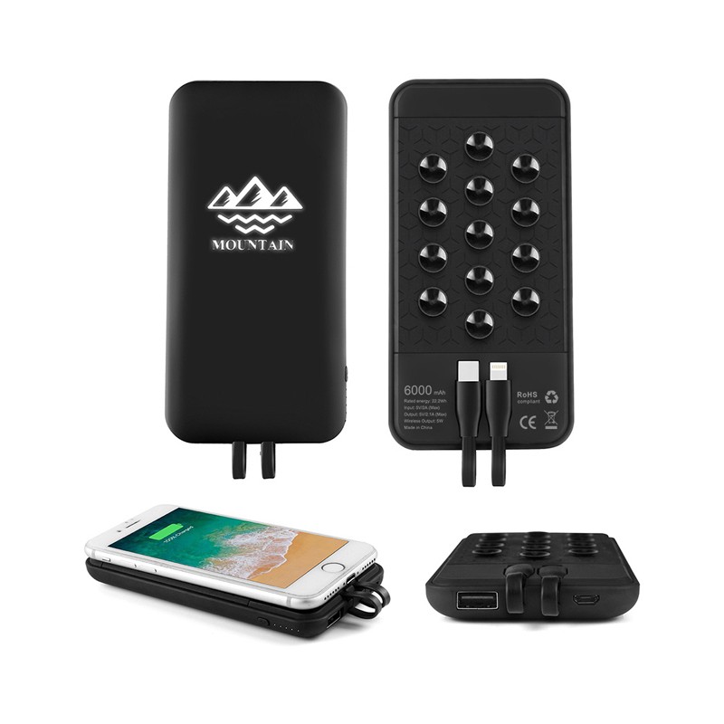 AR862L - Newport Light-Up Wireless Power Bank - 6000 mAh