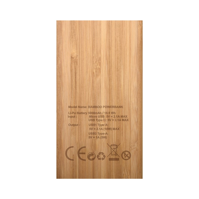 Kendal Bamboo Power Bank - 5000 mAh