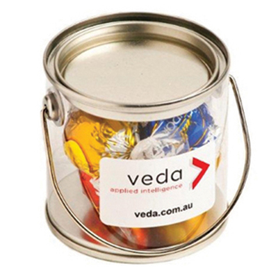 Small PVC Bucket filled with Lindt Balls x5 (Full Colour Sticker)