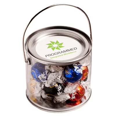 Medium PVC Bucket filled with Lindt Balls (x14) (Sticker on Bucket)