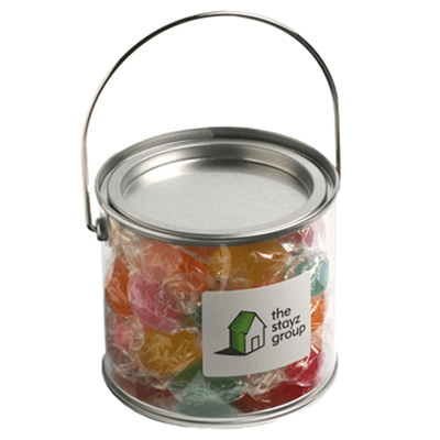 Medium PVC Bucket filled with Twist Wrapped Boiled Lollies  (Sticker on Bucket)