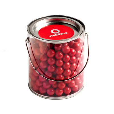 Big PVC Bucket filled with Orange Choc Drops  (Sticker on Bucket)