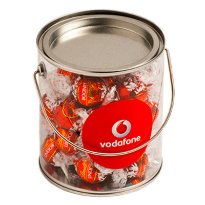 Big PVC Bucket filled with Lindt Balls (Sticker on Bucket)