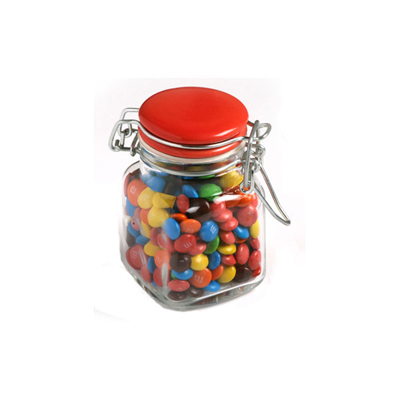 Glass Clip Lock Jar with M&Ms 80g (Full Colour Sticker)
