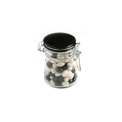 Jelly Beans In Glass Clip Lock Jar 160G (Corporate Colours) (Full Colour Sticker)
