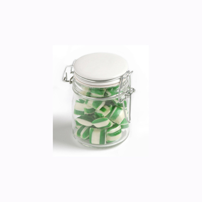 CC020D3 - Corporate Coloured Humbugs In Glass Clip Lock Jar 160G  (One Colour Pad Print)