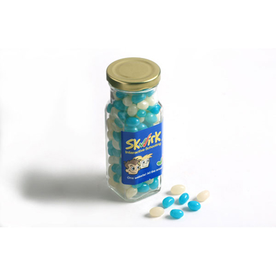 Jelly Beans In Glass Tall Jar 220G (Mixed Colours Or Corporate Colours) (Full Colour Sticker)