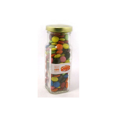 Choc Beans In Glass Tall Jar 220G (Mixed Colours) (Full Colour Sticker)