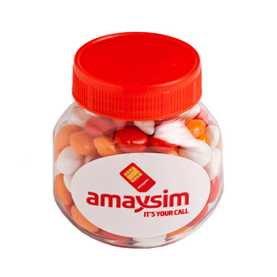 Plastic Jar with Chewy Fruit (Full Colour Sticker)