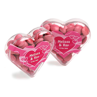 Acrylic Heart Filled With Choc Beans 50G (Mixed Colours) (Full Colour Sticker)