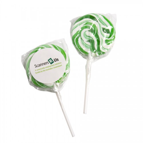 CC034E2G - Medium Candy Lollipop (Green) (Full Colour Sticker)