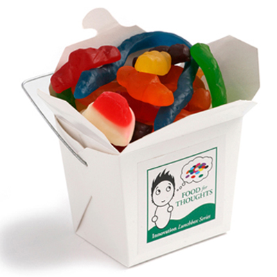 CC042F - White Cardboard Noodle Box with Mixed Lollies 100g (Full Colour Sticker)