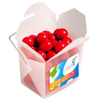 Frosted Noodle Box with Orange Choc Drops (Full Colour Sticker)