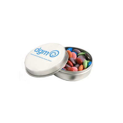 Candle Tin Filled With Choc Beans 50G (Mixed Colours) (One Colour Pad Print)