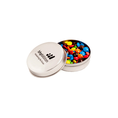 Candle Tin Filled With M&Ms 50G  (One Colour Pad Print)