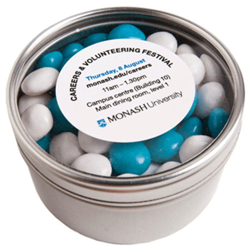 Small Round Window Tin with Chewy Fruits (2x50g) (Full Colour Sticker)