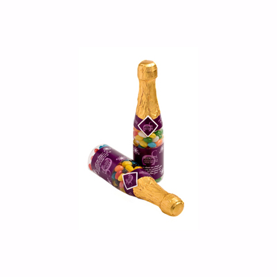 Champagne Bottle Filled with Jelly Beans (mixed colours) (Full Colour Sticker)