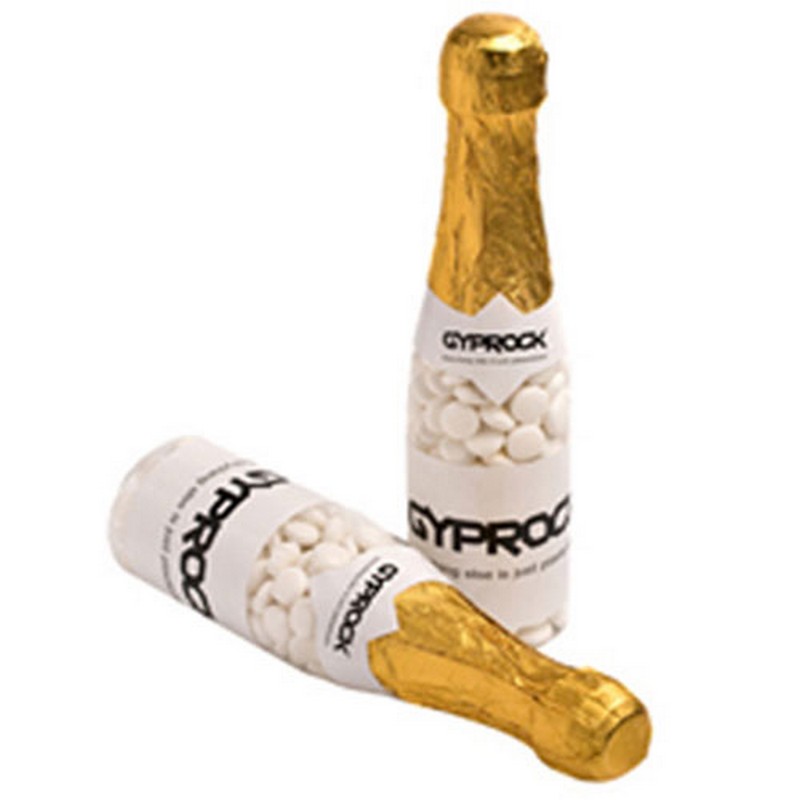 Champagne Bottle Filled with Mints (2 Stickers - Neck & Body Stickers) (Full Colour Sticker)