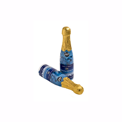 Champagne Bottle Filled With Choc Beans - (Mixed Colour)  (Full Colour Sticker)