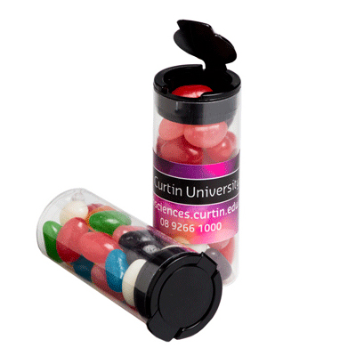 Flip Lid Tube filled with Jelly Beans 35g (Full Colour Sticker)