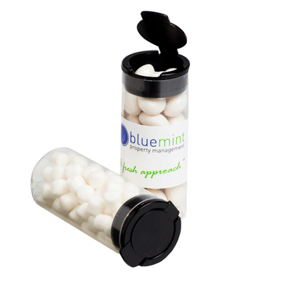 Flip Lid Tube filled with Mints 35g (Full Colour Sticker)