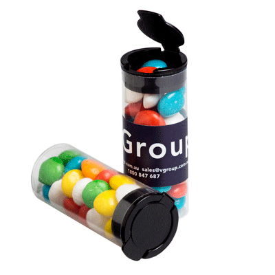 Flip Lid Tube filled with Chewy Fruits 35g (Full Colour Sticker)