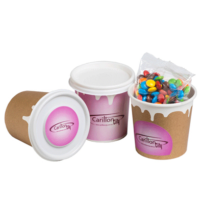 Coffee Cup Filled With M&Ms (moon / lid) (Full Colour Sticker)