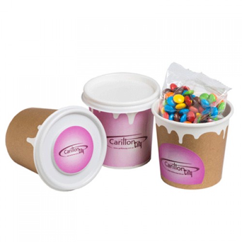 Coffee Cup Filled With M&Ms (wrap around) (Full Colour Sticker)