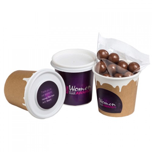 Coffee Cup With Chocolate Coated Coffee Beans (wrap around) (Full Colour Sticker)