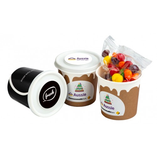 Coffee Cup Filled With Skittles (wrap around) (Full Colour Sticker)
