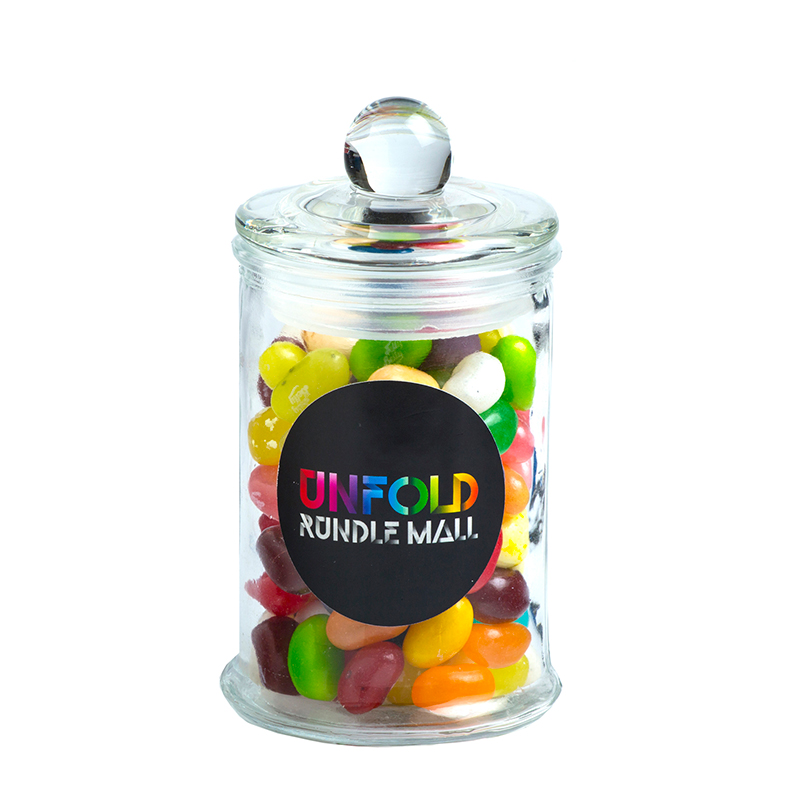 Small Apothecary Jar filled with JELLY BELLY Jelly Beans  (Full Colour Sticker)