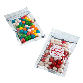 Silver Zip Lock Bag with Chewy Fruits  (Full Colour Sticker)