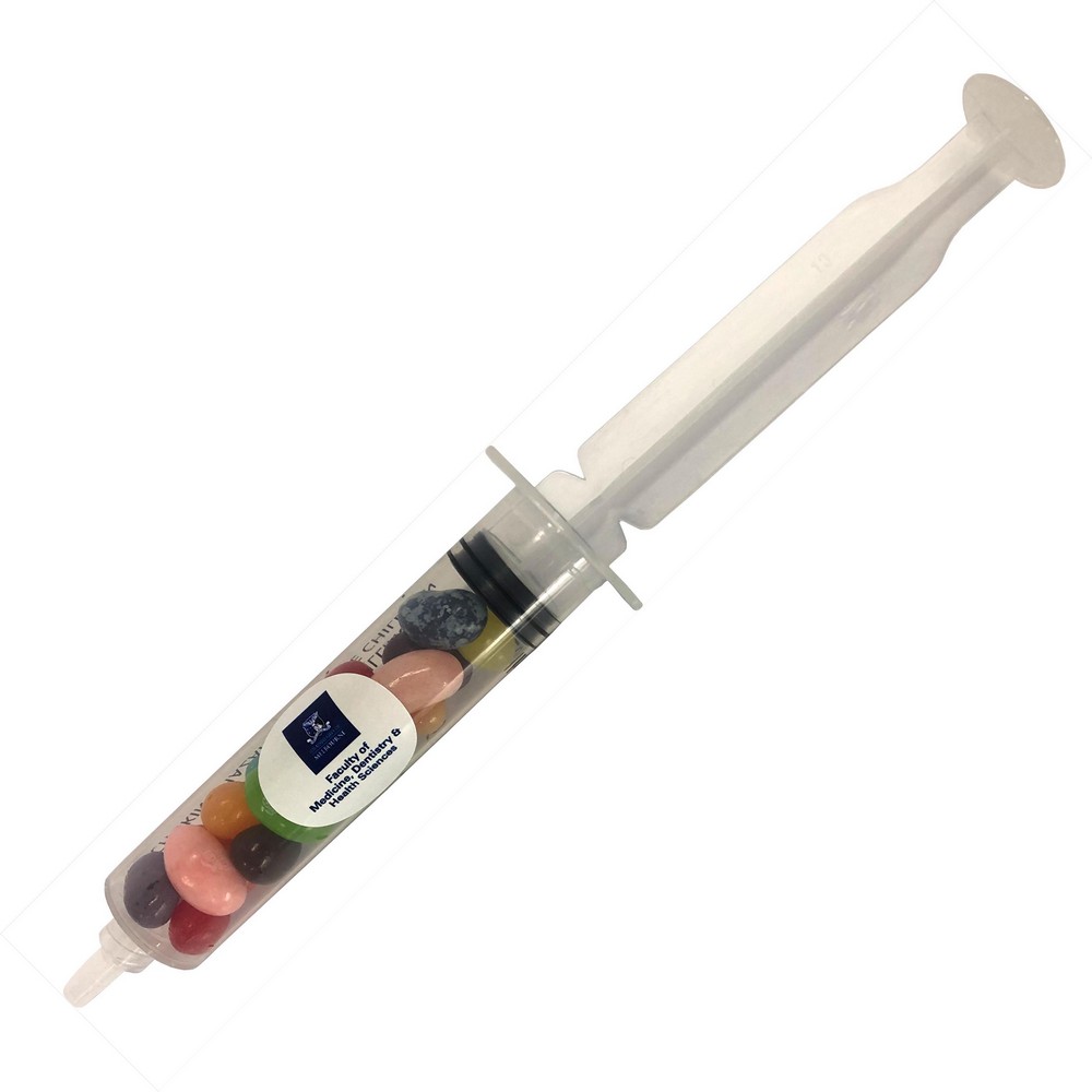 Syringe filled with JELLY BELLY Jelly Beans 20g (Full Colour Sticker)