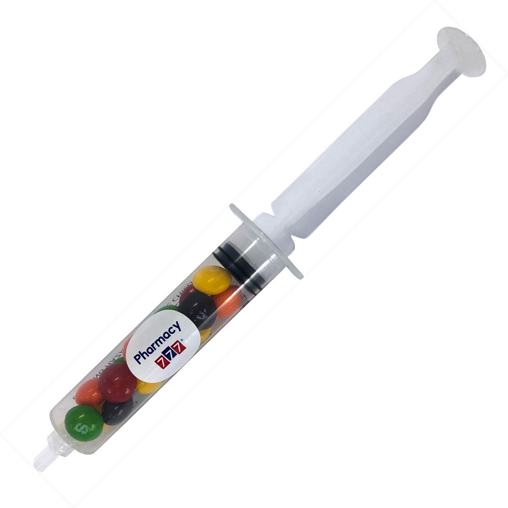 Syringe filled with Skittles 20g (Full Colour Sticker)
