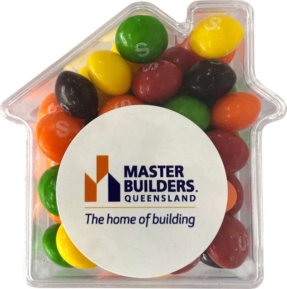 Skittles in Acrylic House 50g (Full Colour Sticker)