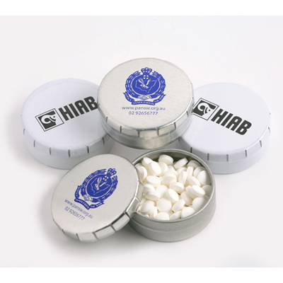 Sugar Free Mints - Popper Tin (White Or Silver)  (One Colour Pad Print)