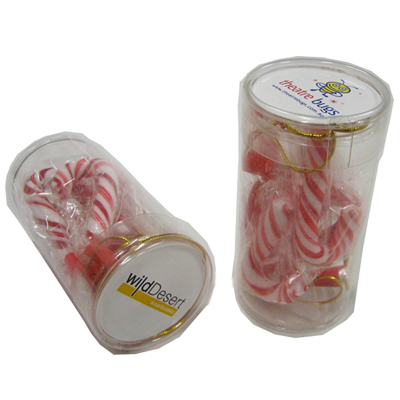 CCX007 - PET Tube filled with Candy Canes (Full Colour Sticker)