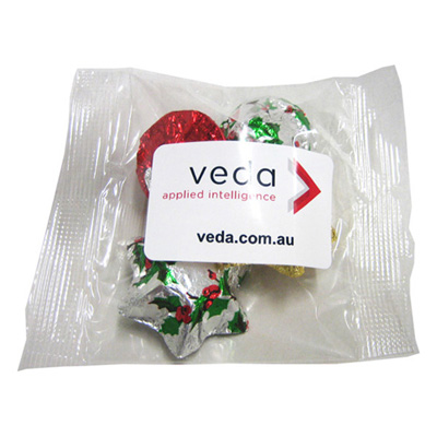 Cello Bag filled with Christmas Chocolates  (Full Colour Sticker)