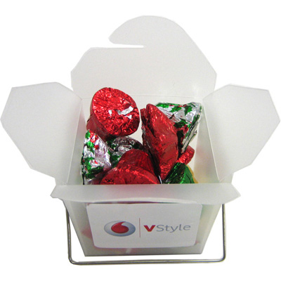 Frosted Noodle Box with Christmas Chocolates  (Full Colour Sticker)