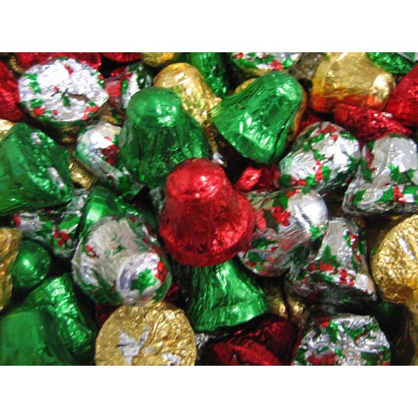Mix of Christmas wrapped Chocolate Bells.  