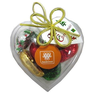 Acrylic Heart filled with Christmas Chocolates  (Full Colour Sticker)