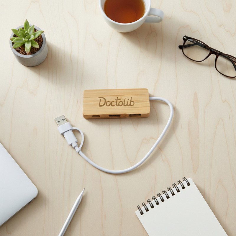 HUB002 - Bamboo USB Hub (Factory-Direct)