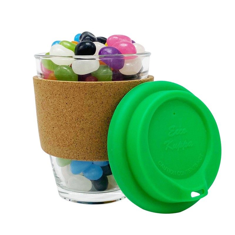 JB012 - Jelly Bean In Cork Band Glass Coffee Cup