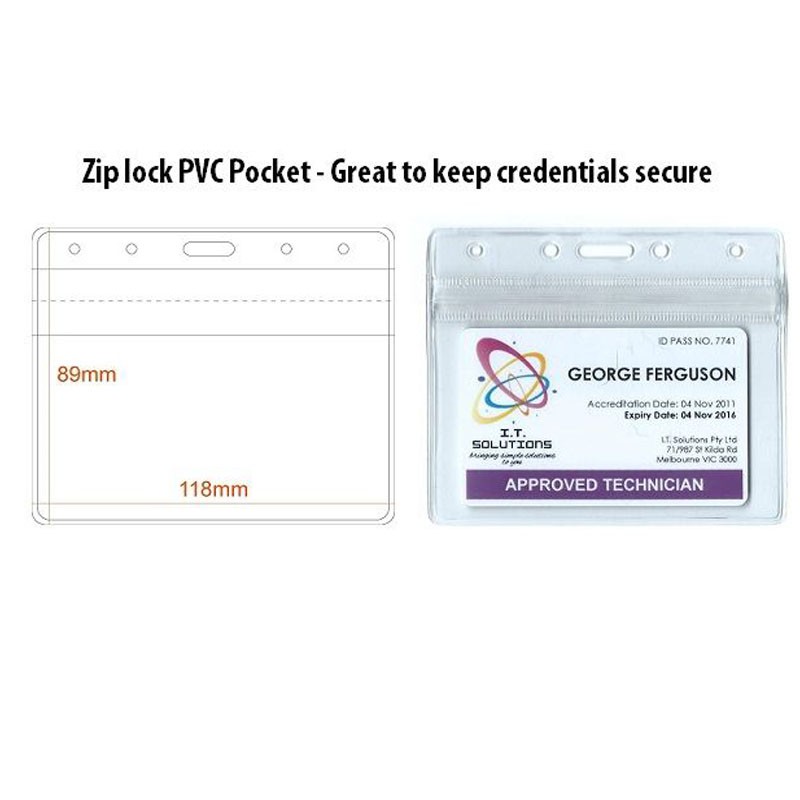 Business Card Size Landscape Badge Holder Pvc Pocket With Ziplock