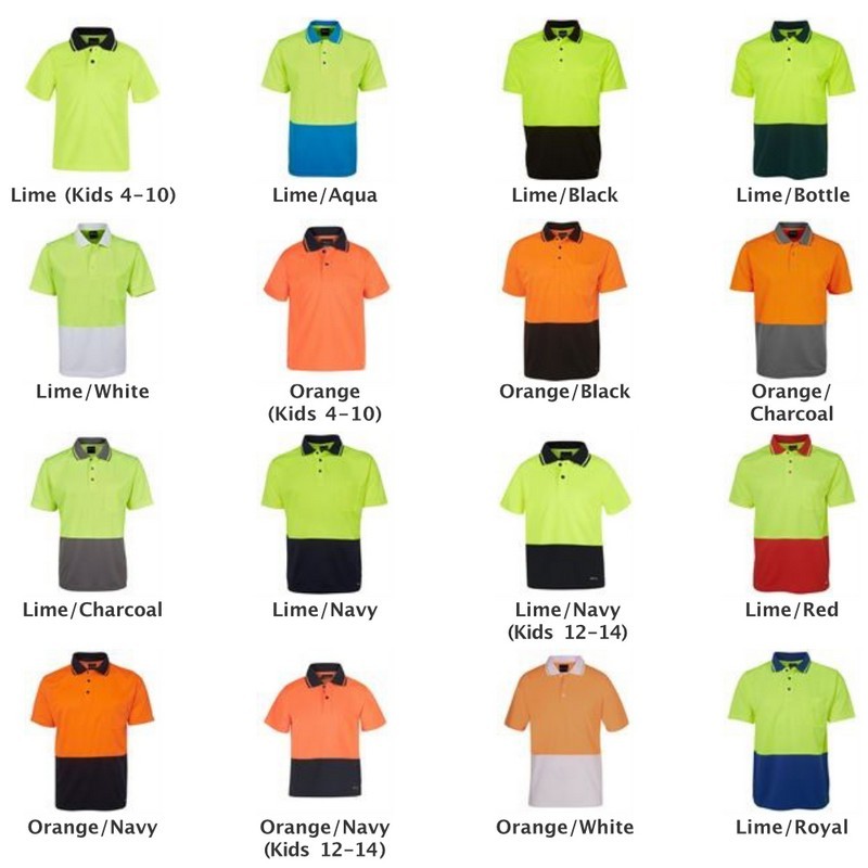 6HVNC - Adults Hi Vis Non Cuff Traditional Polo (Multicolour)
