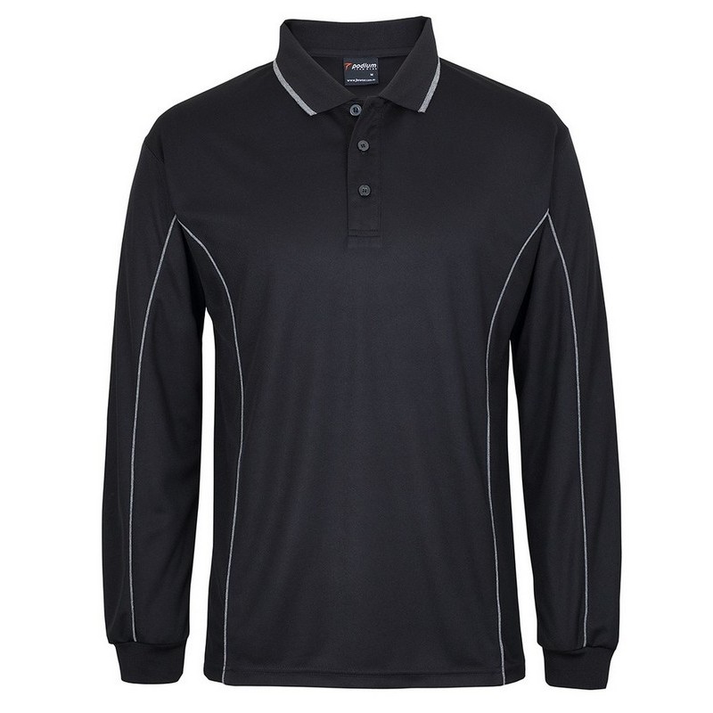 Long Sleeve Piping Polo (Multicolour)