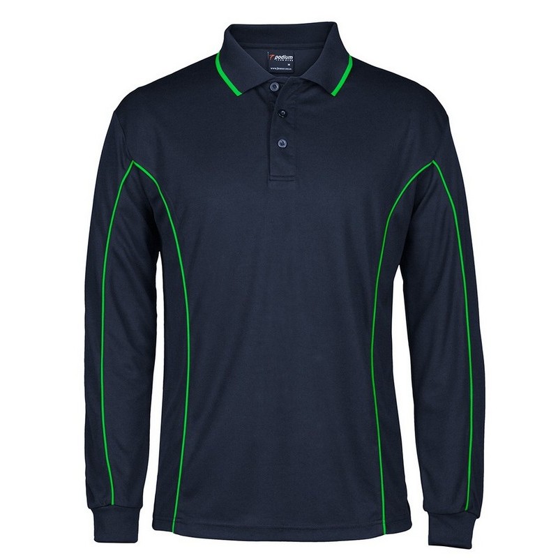 Long Sleeve Piping Polo (Multicolour)