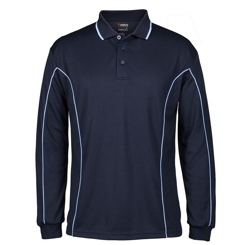 Long Sleeve Piping Polo (Multicolour)