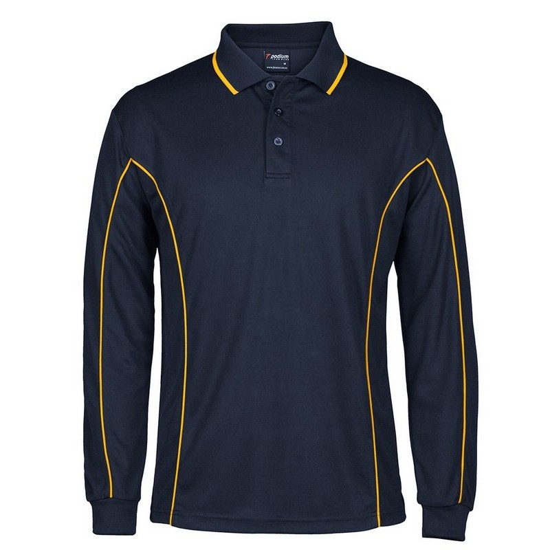 Long Sleeve Piping Polo (Multicolour)